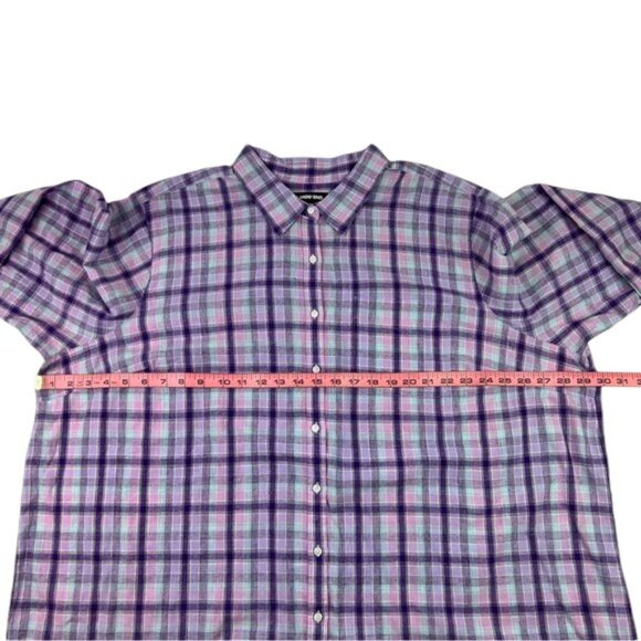 Lands’ End Button Down Shirt Womens Size 3XL Plaid Purple Pink Blue Teal - Picture 6 of 7
